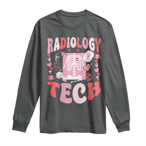 Funny Radiology Tech Valentine's Day Long Sleeve Shirt Rad Tech Nurse Xray Hearts TS11 Dark Heather Print Your Wear