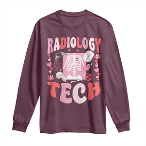 Funny Radiology Tech Valentine's Day Long Sleeve Shirt Rad Tech Nurse Xray Hearts TS11 Maroon Print Your Wear
