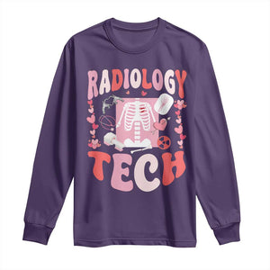 Funny Radiology Tech Valentine's Day Long Sleeve Shirt Rad Tech Nurse Xray Hearts TS11 Purple Print Your Wear