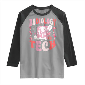 Funny Radiology Tech Valentine's Day Raglan Shirt Rad Tech Nurse Xray Hearts TS11 Sport Gray Black Print Your Wear