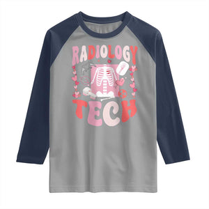 Funny Radiology Tech Valentine's Day Raglan Shirt Rad Tech Nurse Xray Hearts TS11 Sport Gray Navy Print Your Wear