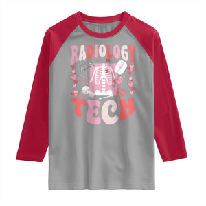 Funny Radiology Tech Valentine's Day Raglan Shirt Rad Tech Nurse Xray Hearts TS11 Sport Gray Red Print Your Wear