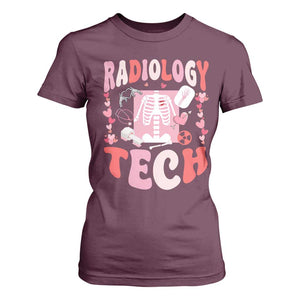 Funny Radiology Tech Valentine's Day T Shirt For Women Rad Tech Nurse Xray Hearts TS11 Maroon Print Your Wear