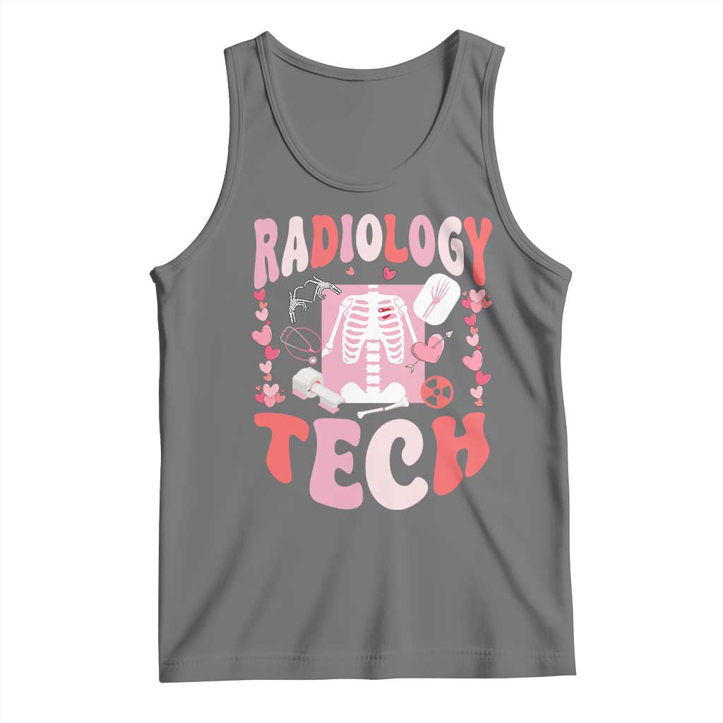 Funny Radiology Tech Valentine's Day Tank Top Rad Tech Nurse Xray Hearts TS11 Black Heather Print Your Wear