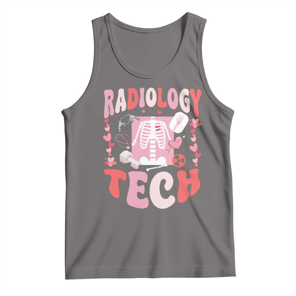 Funny Radiology Tech Valentine's Day Tank Top Rad Tech Nurse Xray Hearts TS11 Deep Heather Print Your Wear