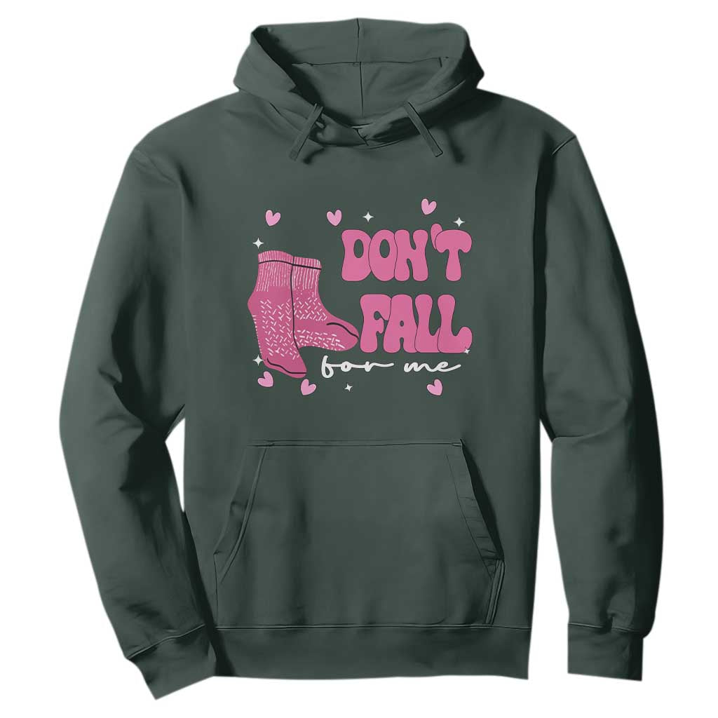 Funny Fall Physical Therapy Valentine's Day Hoodie Don't Fall For Me Fall Prevention Nurse TS11 Dark Forest Green Print Your Wear