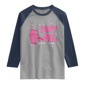 Funny Fall Physical Therapy Valentine's Day Raglan Shirt Don't Fall For Me Fall Prevention Nurse TS11 Sport Gray Navy Print Your Wear