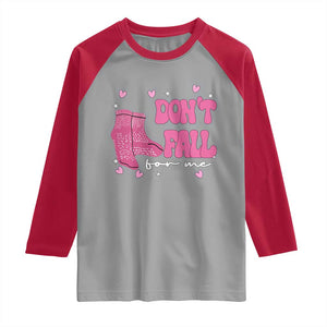 Funny Fall Physical Therapy Valentine's Day Raglan Shirt Don't Fall For Me Fall Prevention Nurse TS11 Sport Gray Red Print Your Wear