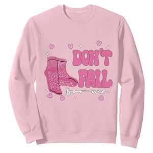 Funny Fall Physical Therapy Valentine's Day Sweatshirt Don't Fall For Me Fall Prevention Nurse TS11 Light Pink Print Your Wear