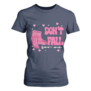 Funny Fall Physical Therapy Valentine's Day T Shirt For Women Don't Fall For Me Fall Prevention Nurse TS11 Navy Print Your Wear