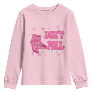 Funny Fall Physical Therapy Valentine's Day Youth Sweatshirt Don't Fall For Me Fall Prevention Nurse TS11 Light Pink Print Your Wear