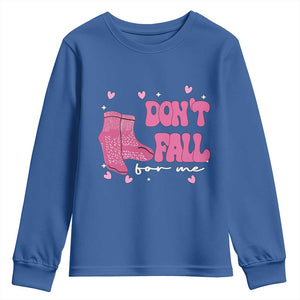 Funny Fall Physical Therapy Valentine's Day Youth Sweatshirt Don't Fall For Me Fall Prevention Nurse TS11 Royal Blue Print Your Wear
