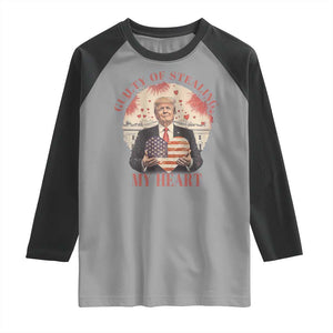 Funny Trump Valentine's Day Raglan Shirt Guilty Of Stealing My Heart American USA Heart TS11 Sport Gray Black Print Your Wear