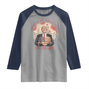 Funny Trump Valentine's Day Raglan Shirt Guilty Of Stealing My Heart American USA Heart TS11 Sport Gray Navy Print Your Wear