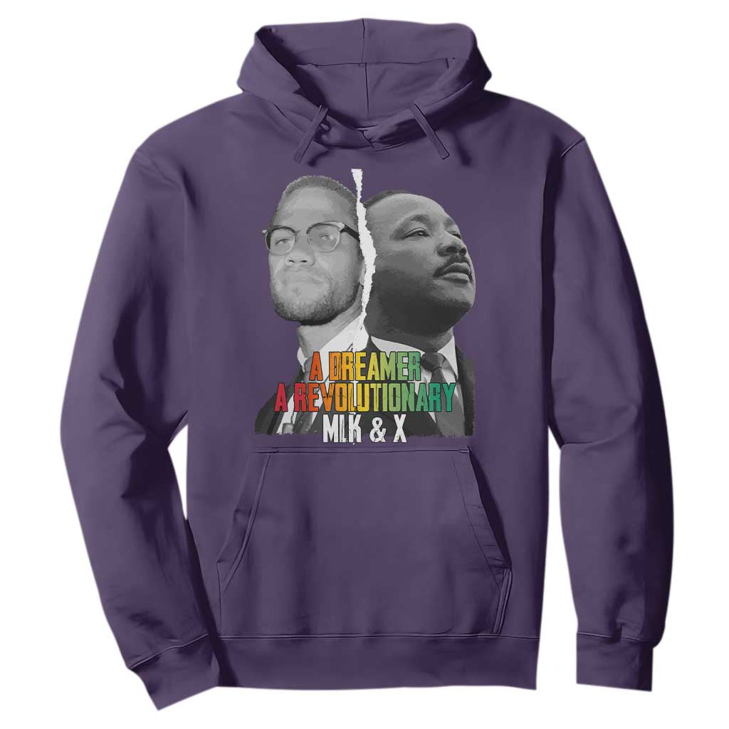 Martin Luther King Malcolm X Hoodie A Dreamer A Revolutionary Black Leaders TS11 Purple Print Your Wear
