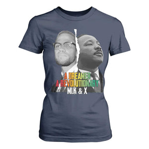 Martin Luther King Malcolm X T Shirt For Women A Dreamer A Revolutionary Black Leaders TS11 Navy Print Your Wear