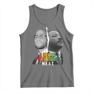 Martin Luther King Malcolm X Tank Top A Dreamer A Revolutionary Black Leaders TS11 Black Heather Print Your Wear