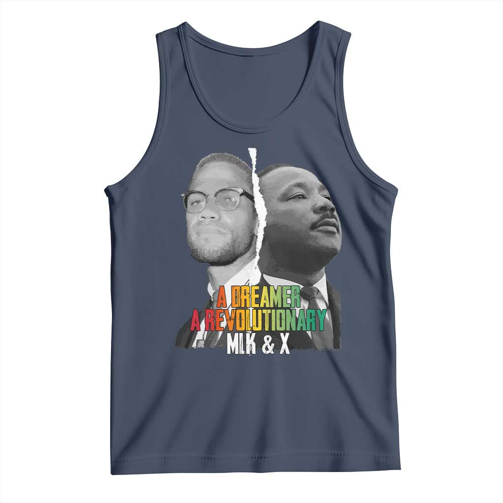 Martin Luther King Malcolm X Tank Top A Dreamer A Revolutionary Black Leaders TS11 Navy Print Your Wear