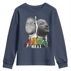 Martin Luther King Malcolm X Youth Sweatshirt A Dreamer A Revolutionary Black Leaders TS11 Navy Print Your Wear