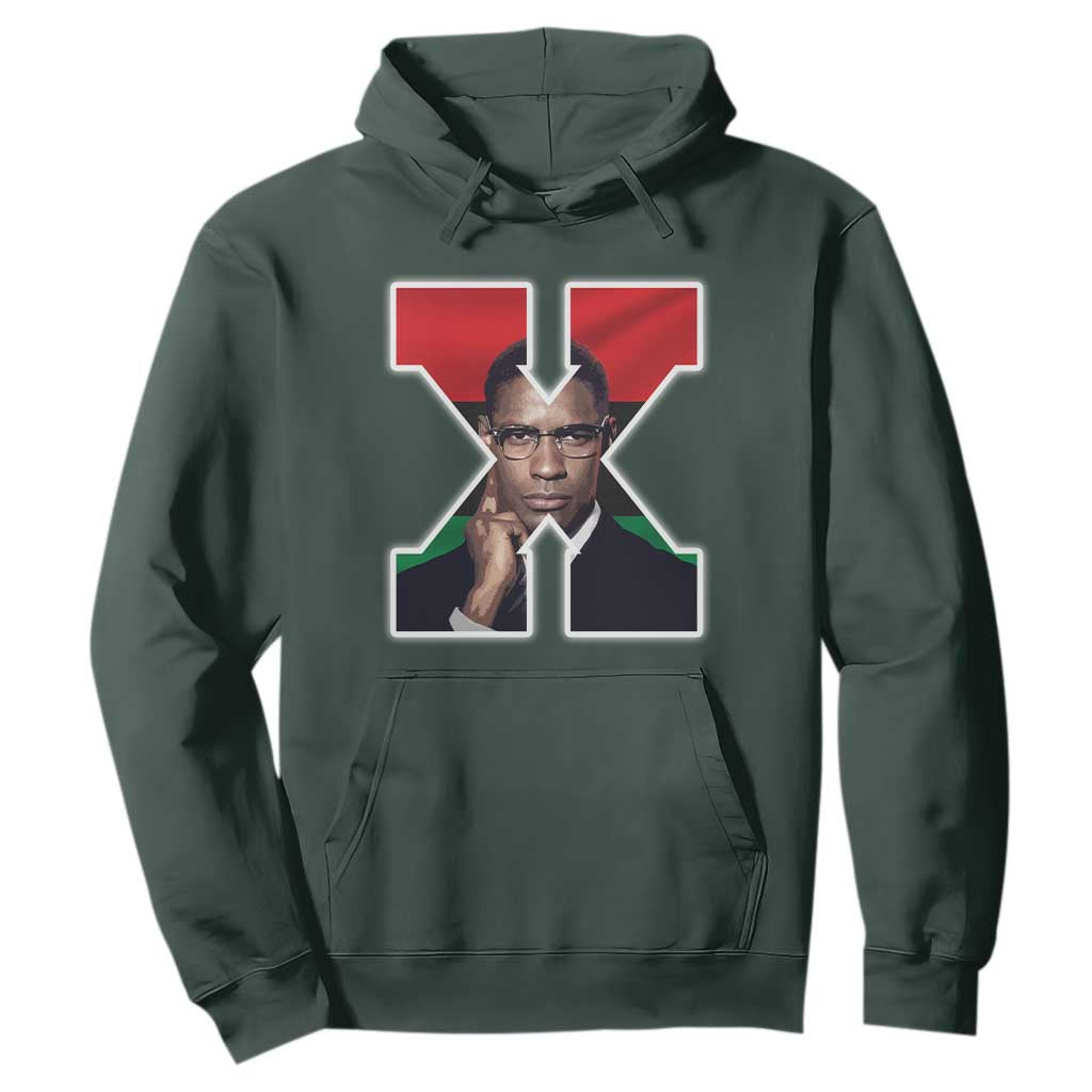 Malcolm X Black History Month Black Liberation Flag Hoodie TS11 Dark Forest Green Print Your Wear