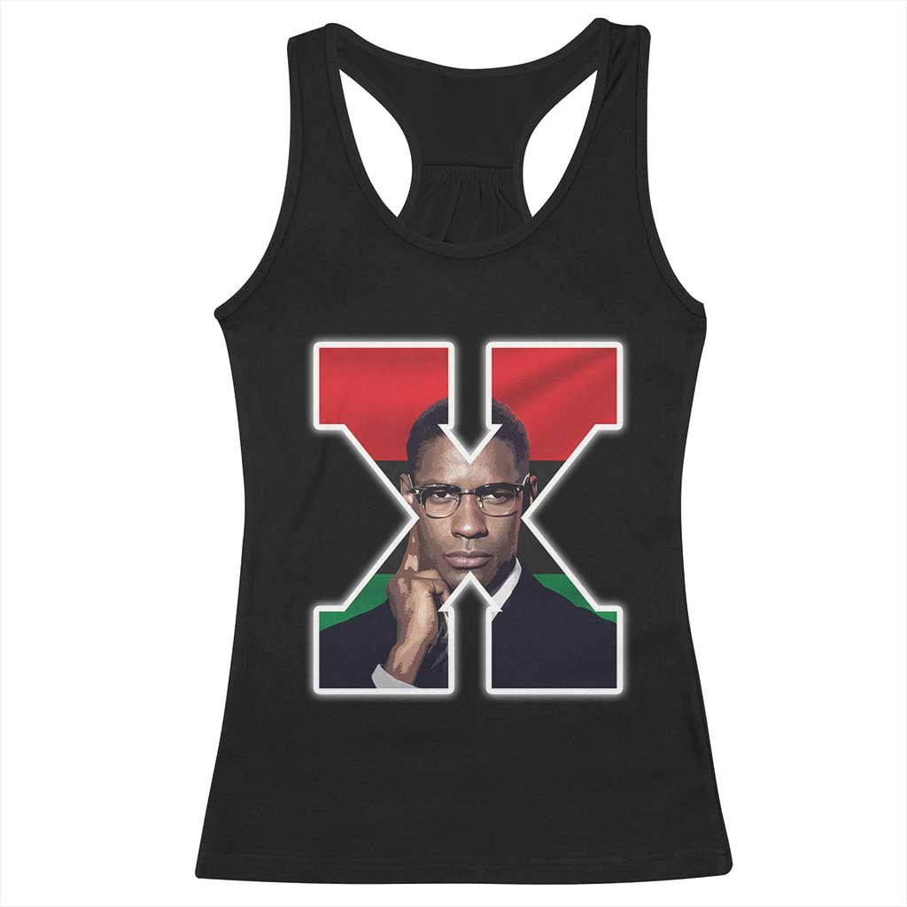 Malcolm X Black History Month Black Liberation Flag Racerback Tank Top TS11 Black Print Your Wear