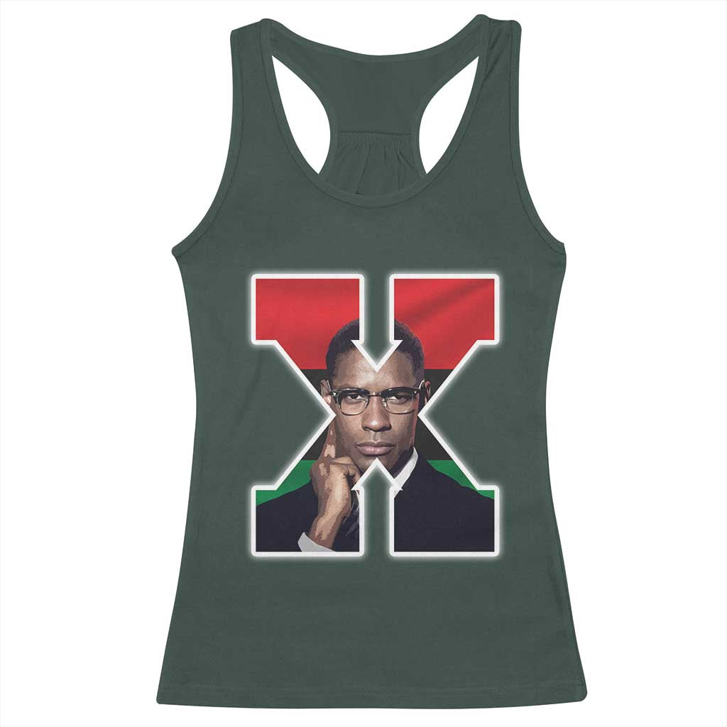 Malcolm X Black History Month Black Liberation Flag Racerback Tank Top TS11 Dark Forest Green Print Your Wear