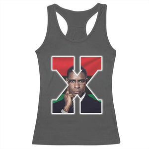 Malcolm X Black History Month Black Liberation Flag Racerback Tank Top TS11 Dark Heather Print Your Wear