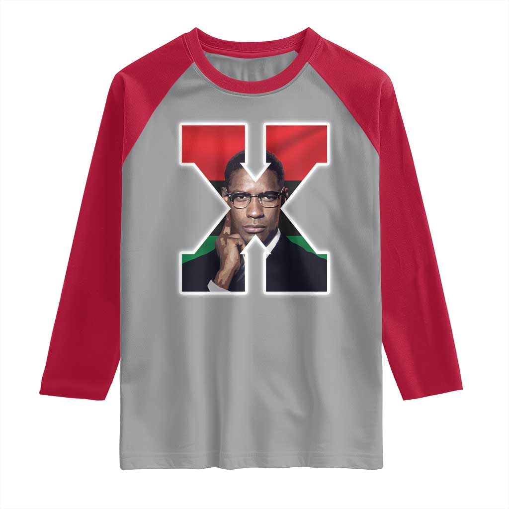 Malcolm X Black History Month Black Liberation Flag Raglan Shirt TS11 Sport Gray Red Print Your Wear