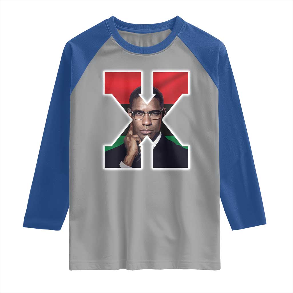 Malcolm X Black History Month Black Liberation Flag Raglan Shirt TS11 Sport Gray Royal Print Your Wear