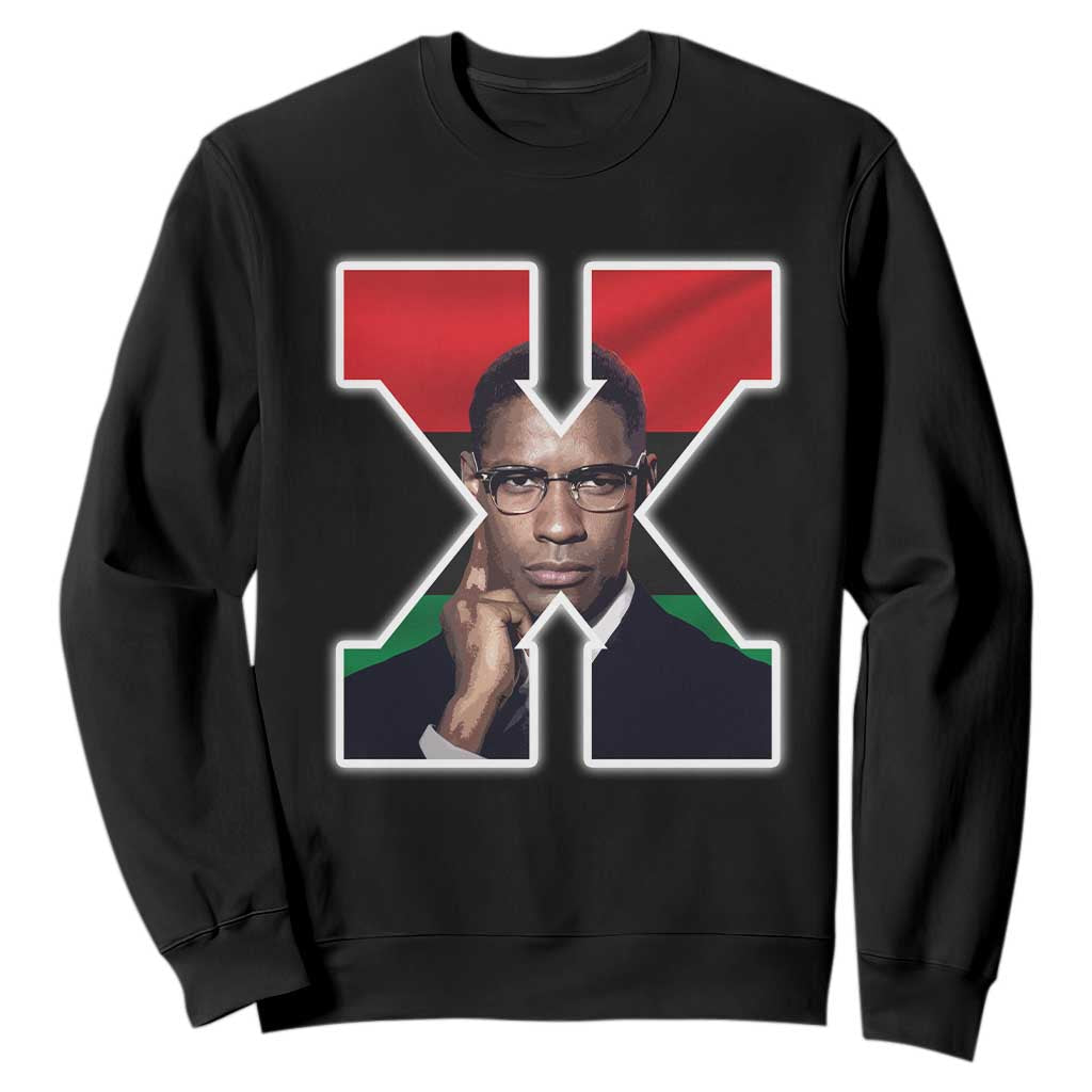 Malcolm X Black History Month Black Liberation Flag Sweatshirt TS11 Black Print Your Wear