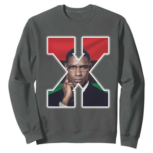 Malcolm X Black History Month Black Liberation Flag Sweatshirt TS11 Dark Heather Print Your Wear