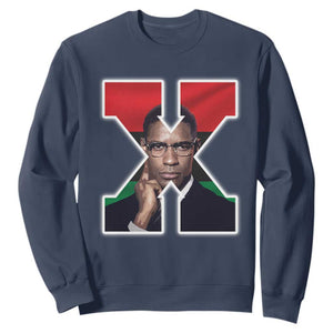 Malcolm X Black History Month Black Liberation Flag Sweatshirt TS11 Navy Print Your Wear