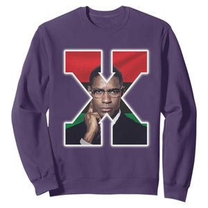 Malcolm X Black History Month Black Liberation Flag Sweatshirt TS11 Purple Print Your Wear