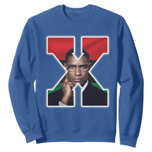 Malcolm X Black History Month Black Liberation Flag Sweatshirt TS11 Royal Blue Print Your Wear