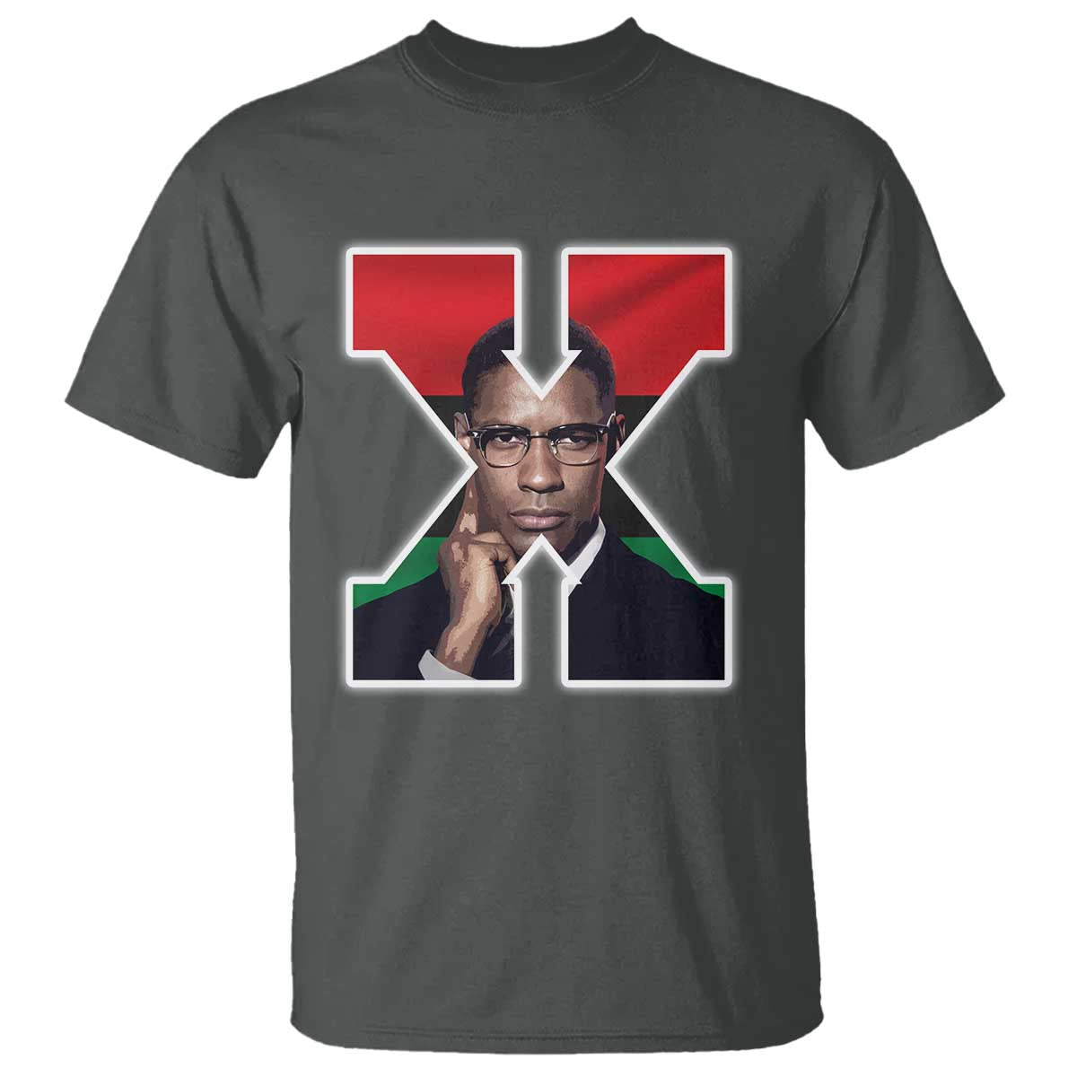 Malcolm X Black History Month Black Liberation Flag T Shirt TS11 Dark Heather Print Your Wear