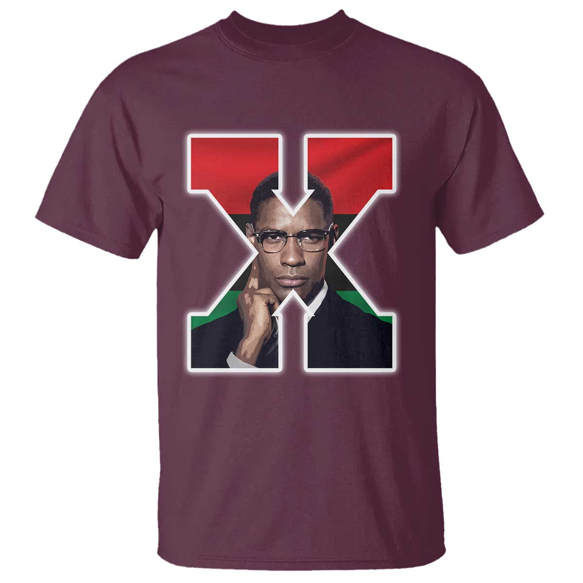 Malcolm X Black History Month Black Liberation Flag T Shirt TS11 Maroon Print Your Wear