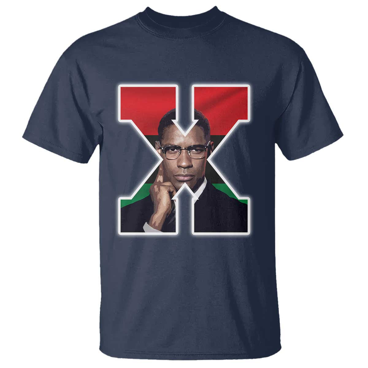 Malcolm X Black History Month Black Liberation Flag T Shirt TS11 Navy Print Your Wear