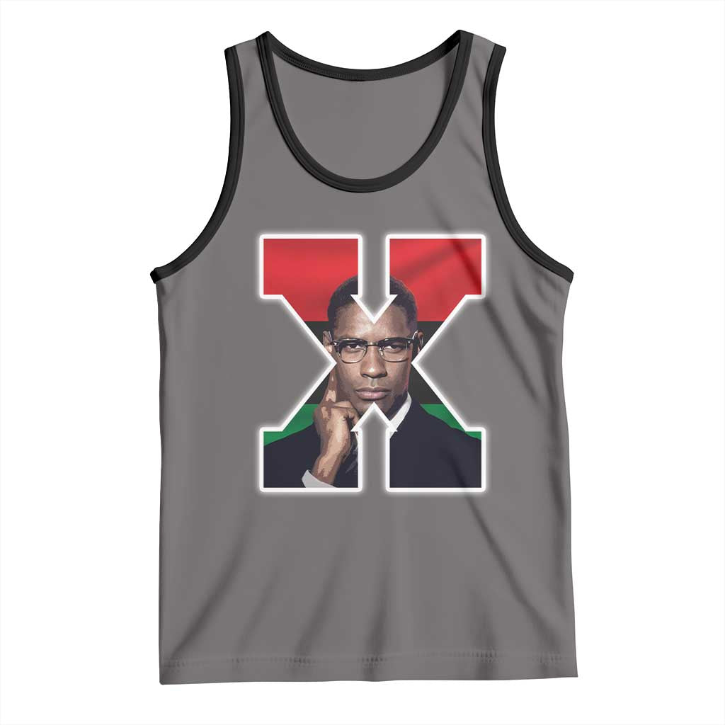 Malcolm X Black History Month Black Liberation Flag Tank Top TS11 Deep Heather Black Print Your Wear
