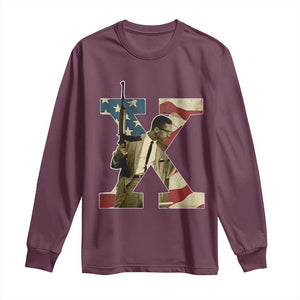 Malcolm X Long Sleeve Shirt Black History Leaders American Flag TS11 Maroon Print Your Wear
