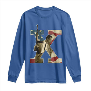 Malcolm X Long Sleeve Shirt Black History Leaders American Flag TS11 Royal Blue Print Your Wear