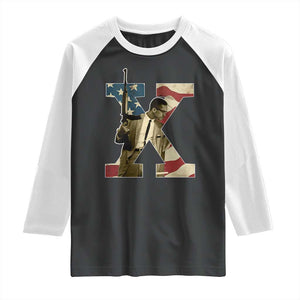 Malcolm X Raglan Shirt Black History Leaders American Flag TS11 Black White Print Your Wear