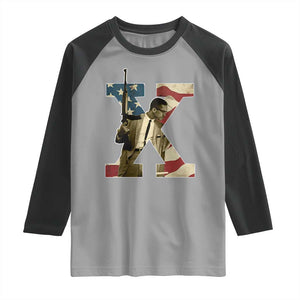 Malcolm X Raglan Shirt Black History Leaders American Flag TS11 Sport Gray Black Print Your Wear