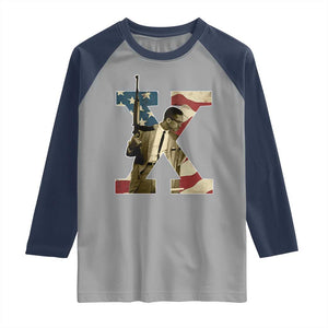 Malcolm X Raglan Shirt Black History Leaders American Flag TS11 Sport Gray Navy Print Your Wear
