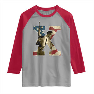 Malcolm X Raglan Shirt Black History Leaders American Flag TS11 Sport Gray Red Print Your Wear