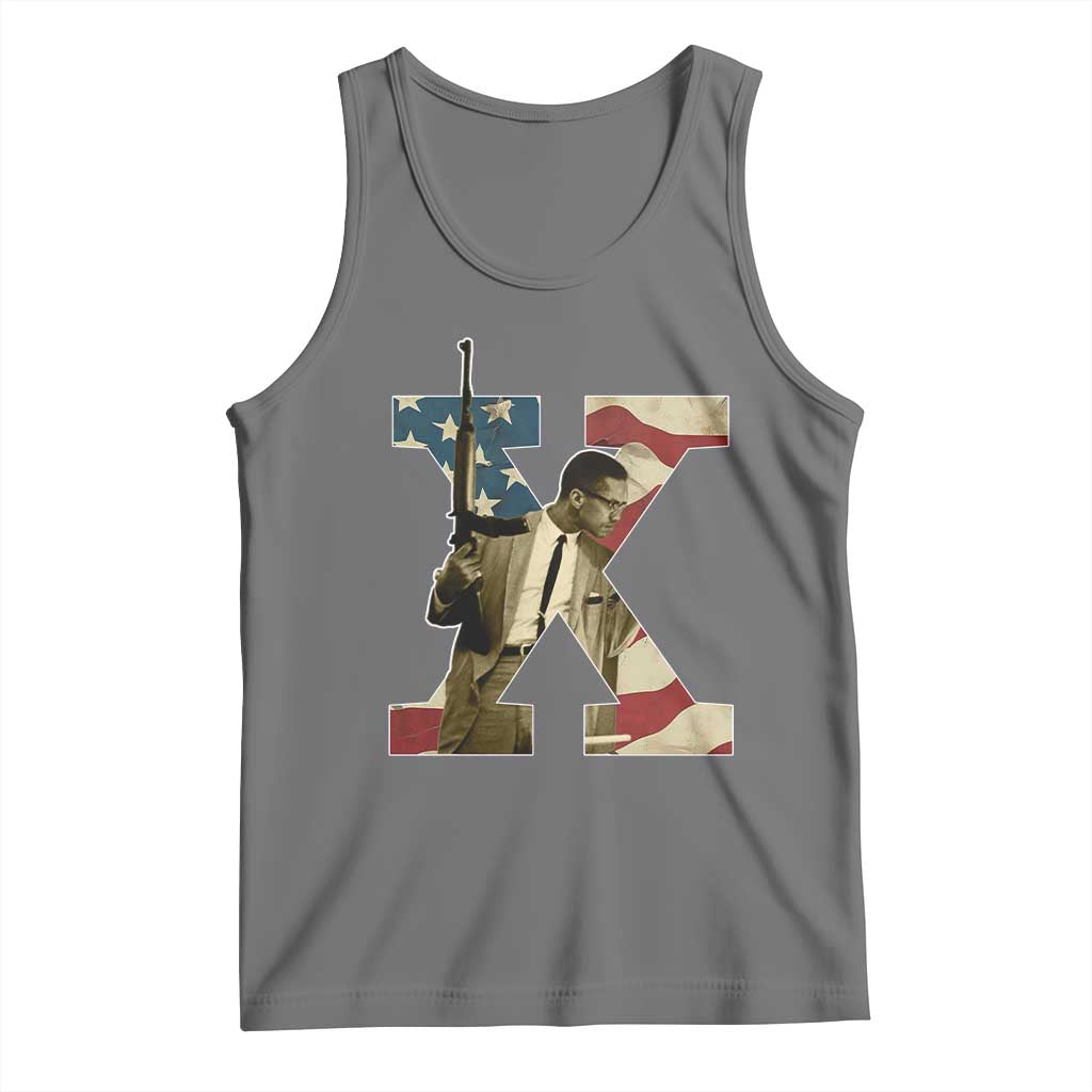 Malcolm X Tank Top Black History Leaders American Flag TS11 Black Heather Print Your Wear