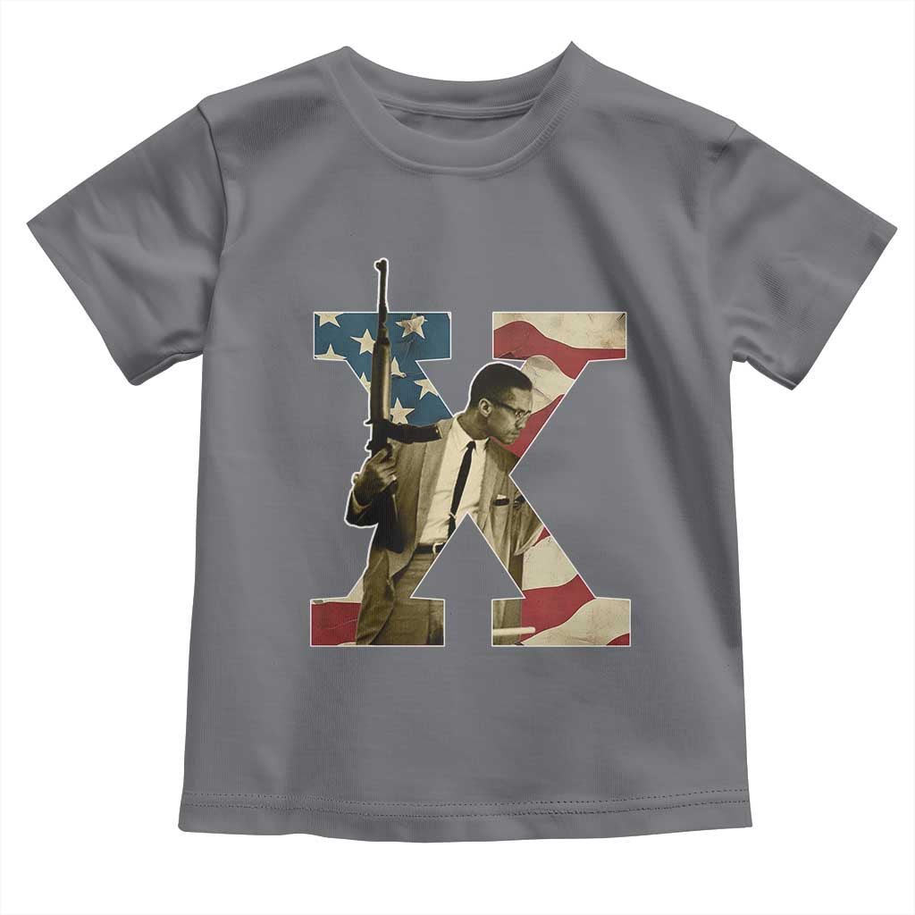 Malcolm X Toddler T Shirt Black History Leaders American Flag TS11 Charcoal Print Your Wear