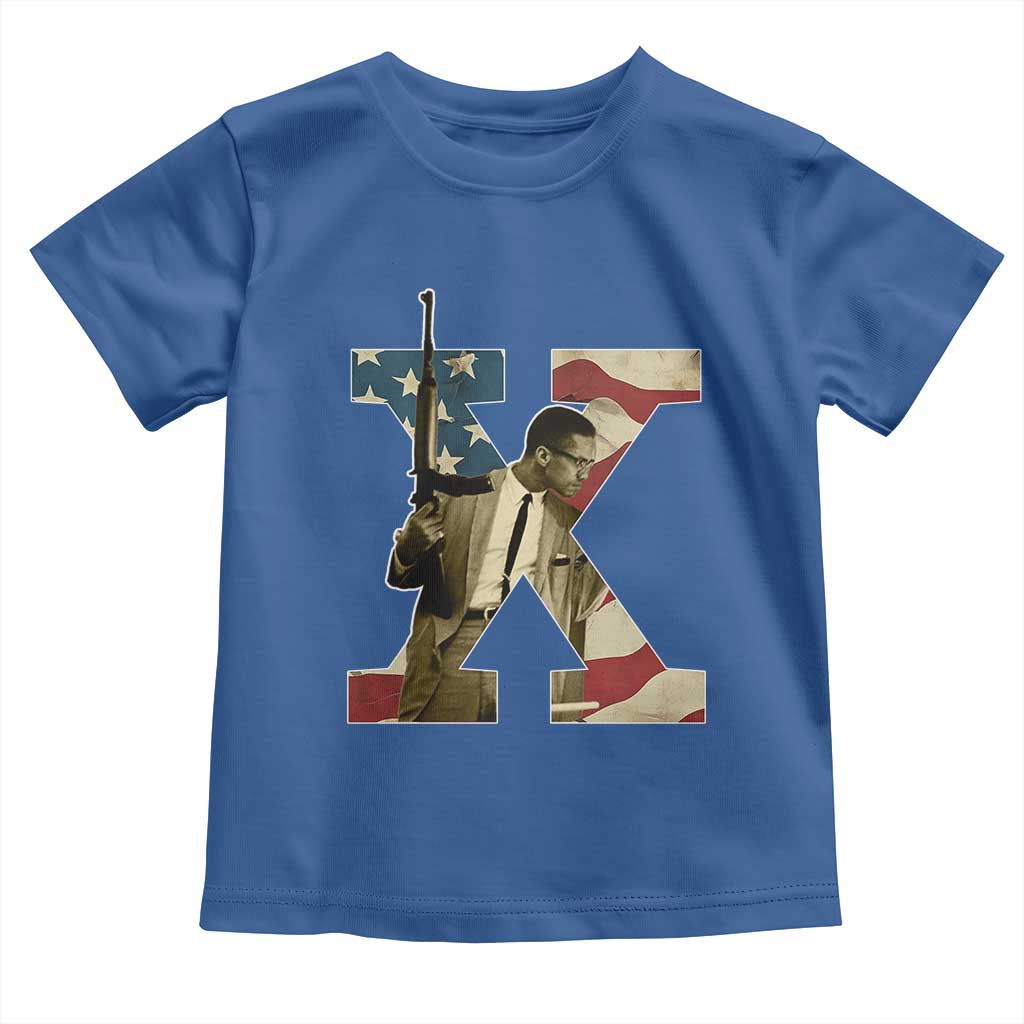 Malcolm X Toddler T Shirt Black History Leaders American Flag TS11 Royal Blue Print Your Wear