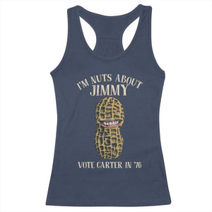 Jimmy Carter Supporter Racerback Tank Top I'm Nuts About Jimmy Vote Carter In '76 Peanut TS11 Navy Print Your Wear