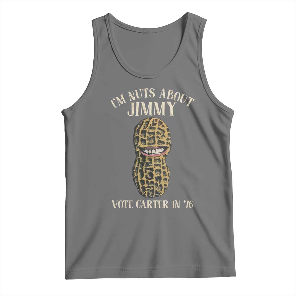 Jimmy Carter Supporter Tank Top I'm Nuts About Jimmy Vote Carter In '76 Peanut TS11 Black Heather Print Your Wear