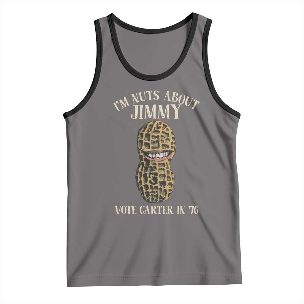 Jimmy Carter Supporter Tank Top I'm Nuts About Jimmy Vote Carter In '76 Peanut TS11 Deep Heather Black Print Your Wear